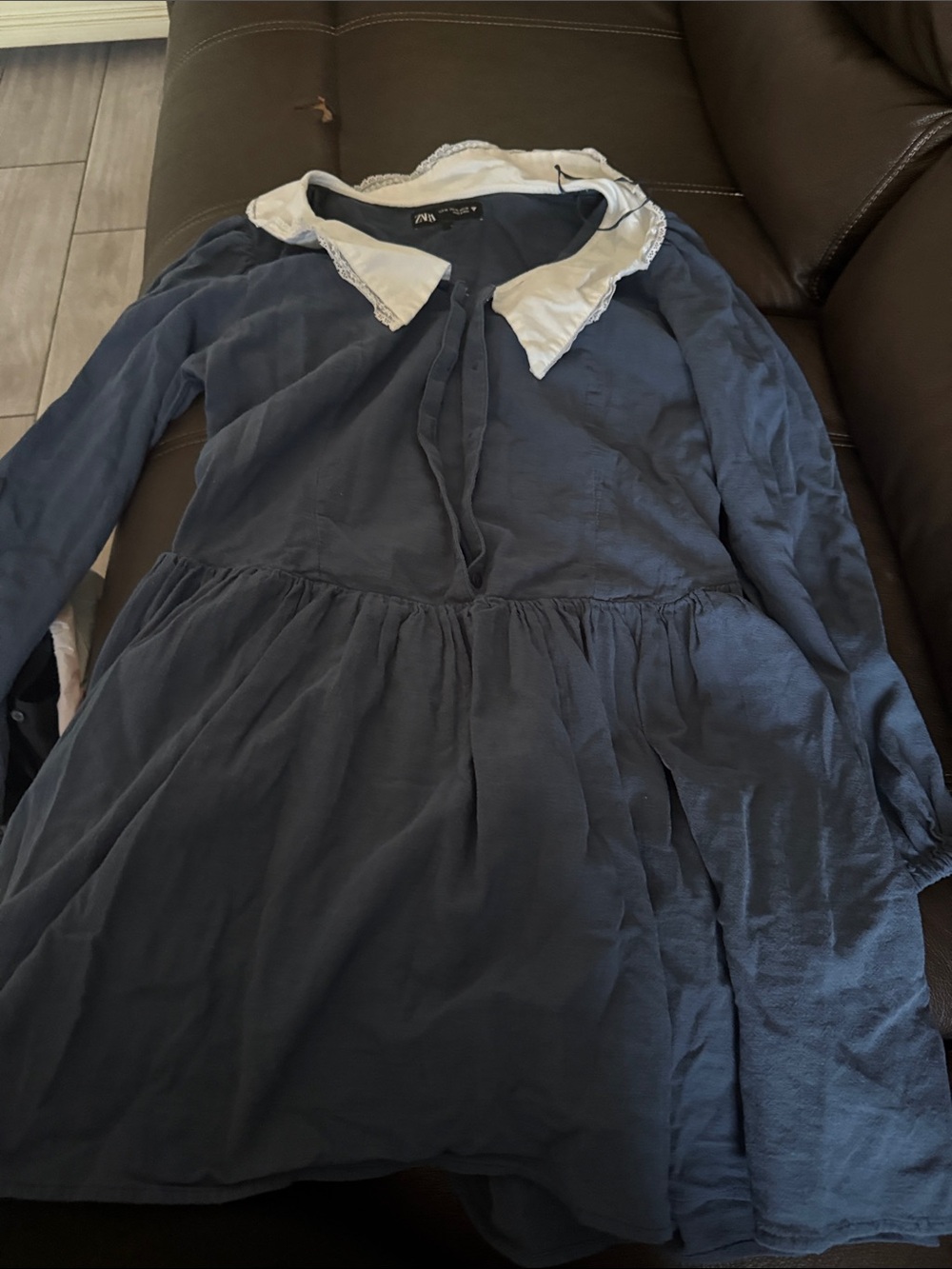 Zara Navy Blue Dress with White Collar